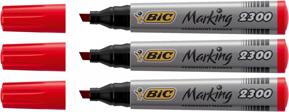 3x marker permanentny Bic NB2300, ścięta, 5.5mm, czerwony
