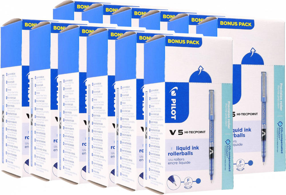 144x Cienkopis Pilot, BX-V5, 0.5mm, niebieski