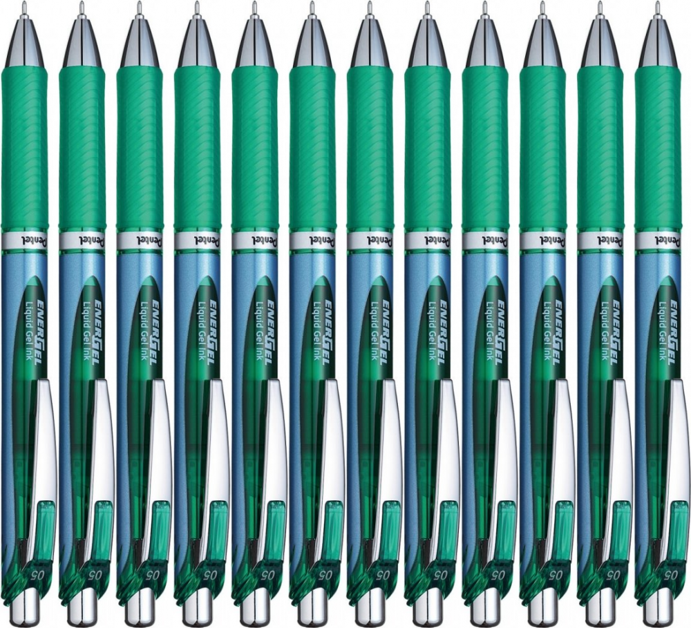12x Pióro kulkowe automatyczne Pentel, EnerGel BLN-75, 0.5mm, zielony