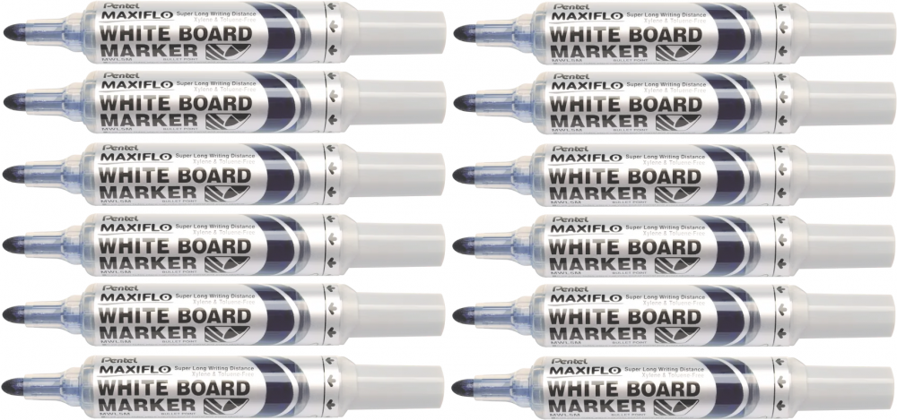 12x Marker suchościeralny Pentel Maxiflo MWL5M, z tłoczkiem, okrągła, 6mm, niebieski