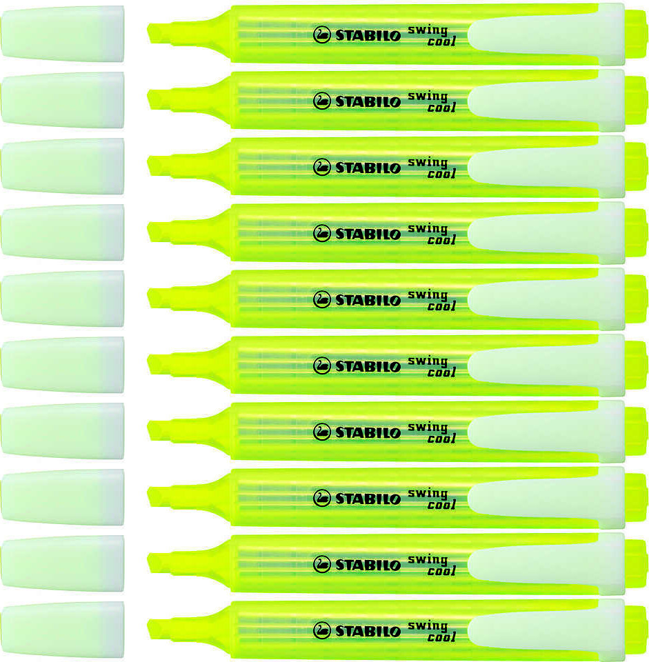 10x Zakreślacz Stabilo Swing Cool, żółty