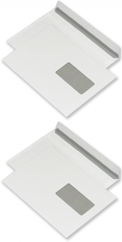 2x Koperta standardowa NC, C5, z paskiem HK, okno prawe, 500 sztuk, biały