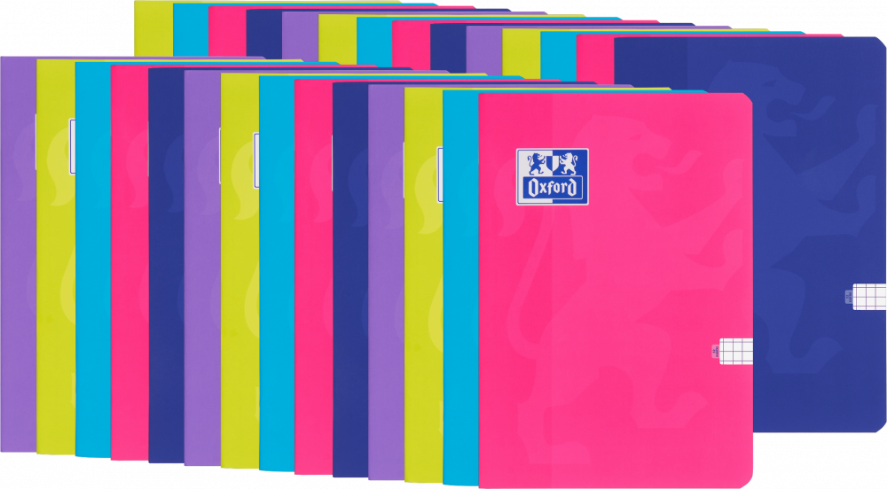 100x Zeszyt w kratkę Oxford Touch, A5, miękka oprawa, 32 kartki, mix kolorów