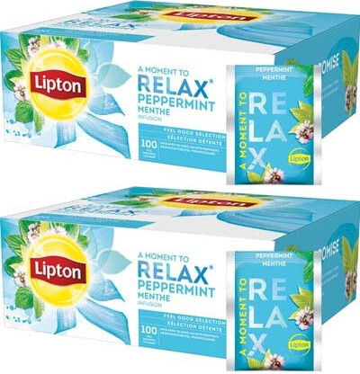 2x Herbata ziołowa w kopertach Lipton Relax, Peppermint (mięta pieprzowa), 100 sztuk x 1.6g