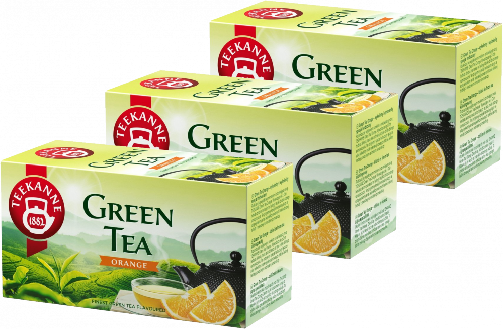 3x Herbata zielona smakowa w kopertach Teekanne Green Tea Orange, pomarańcza, 20 sztuk x 1.75g