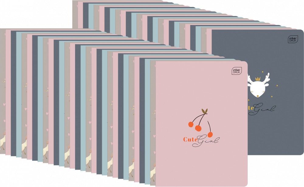 100x Zeszyt w kratkę Interdruk UV Girls, A5, 16 kartek, mix wzorów