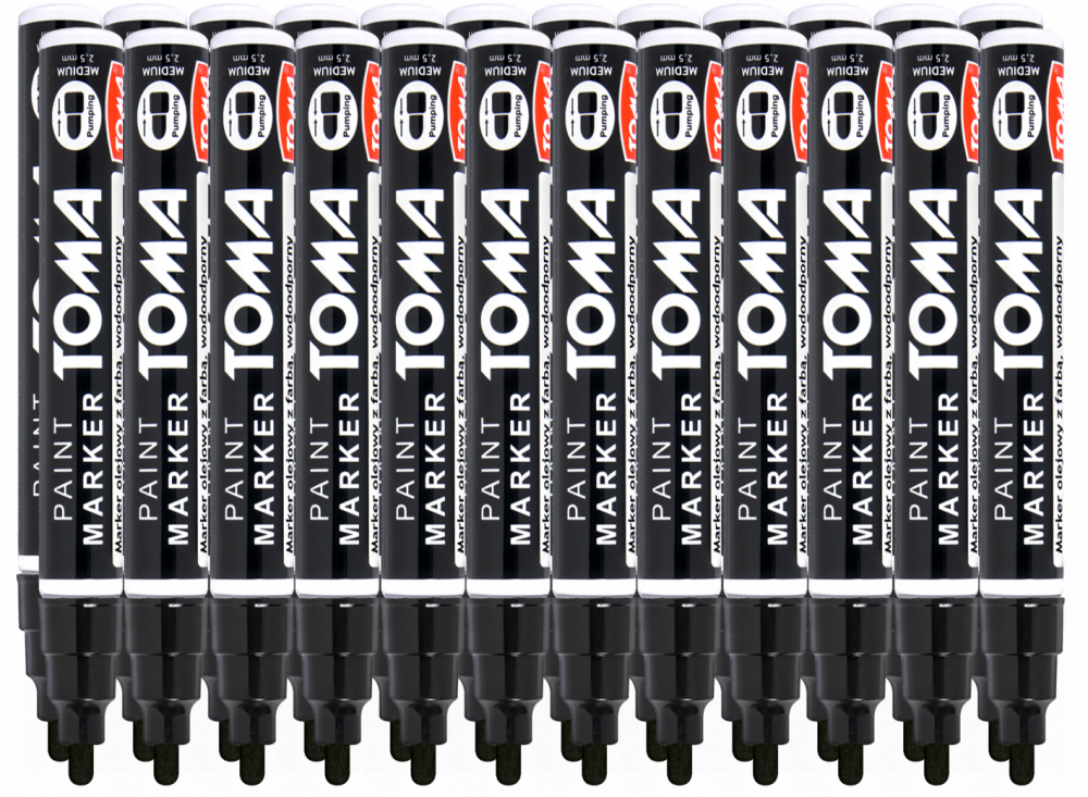 24x Marker olejowy Toma TO-440, okrągła, 2.5 mm, czarny