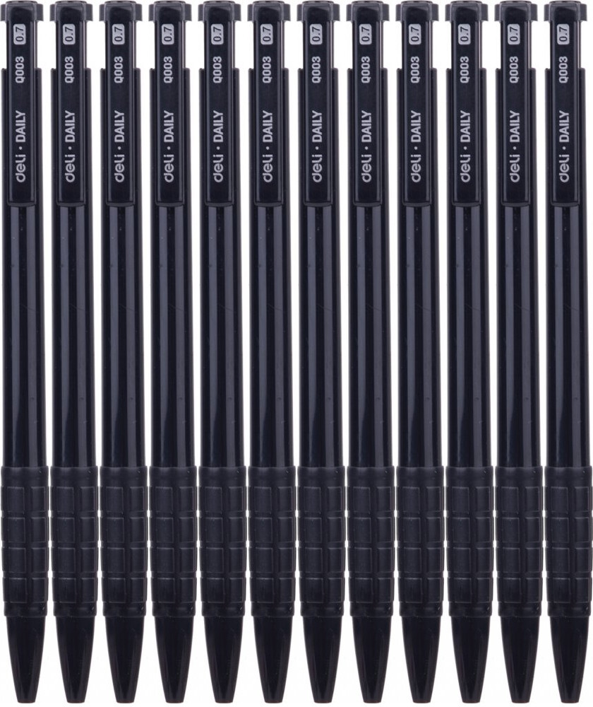 12x Pióro kulkowe Deli Daily, 0.7mm, czarny