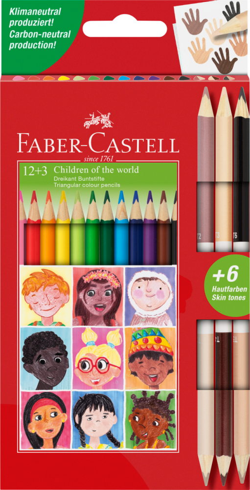 Kredki ołówkowe Faber Castell Zamek, 12 sztuk + 3 kredki dwustronne, mix kolorów