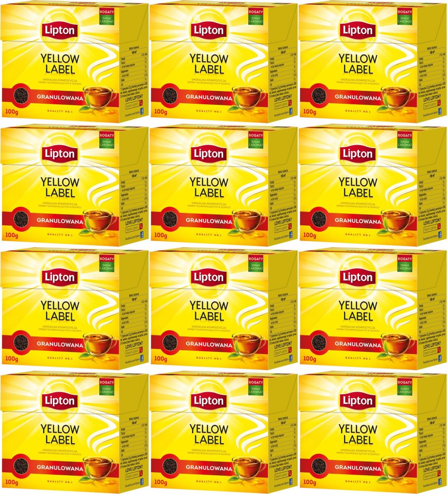 12x Herbata czarna granulowana Lipton Yellow Label, 100g