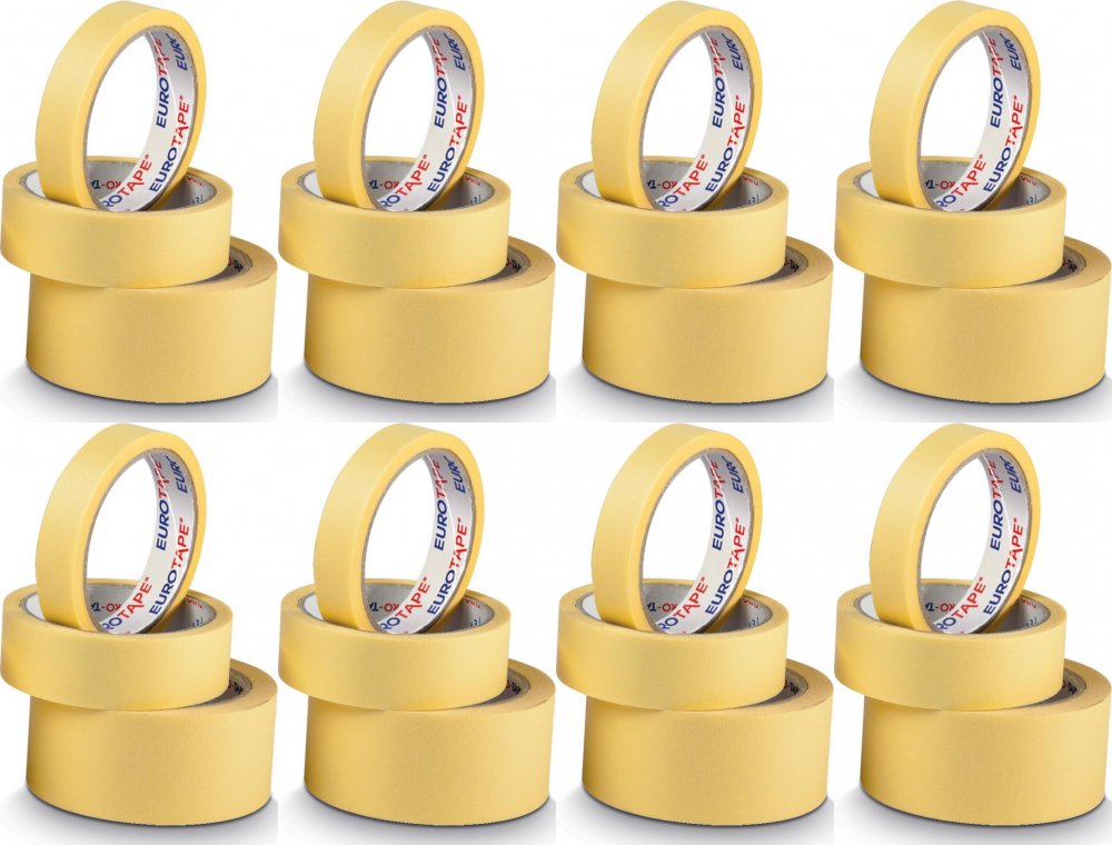 8x Taśma maskująca Dalpo, Euro-Tape, 25mm x 33m, żółty