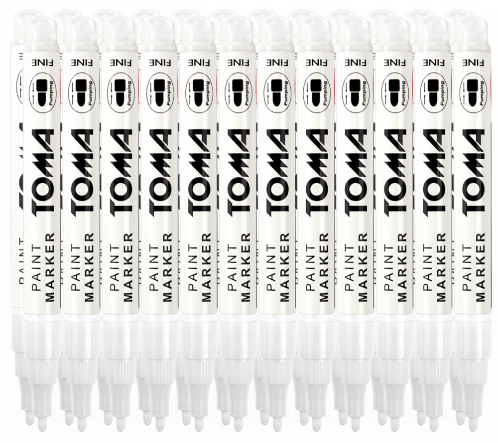 24x Marker olejowy Toma TO-441, Fine, okrągła, 1.5 mm, biały