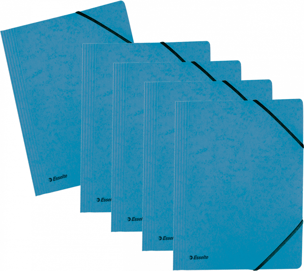 5x Teczka preszpanowa z narożną gumką Esselte, A4, 330g/m2, 4mm, niebieski