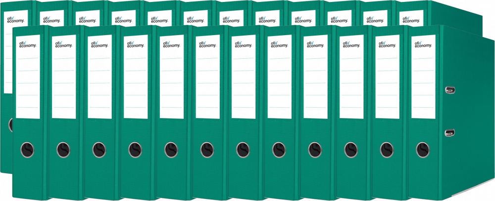 24x Segregator A4 Ofix Economy, z wyklejką, 75mm, do 500 kartek, zielony