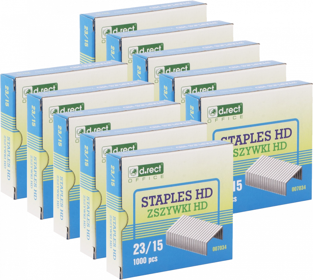 10x Zszywki D.Rect HD 23/15, 1000 sztuk, srebrny