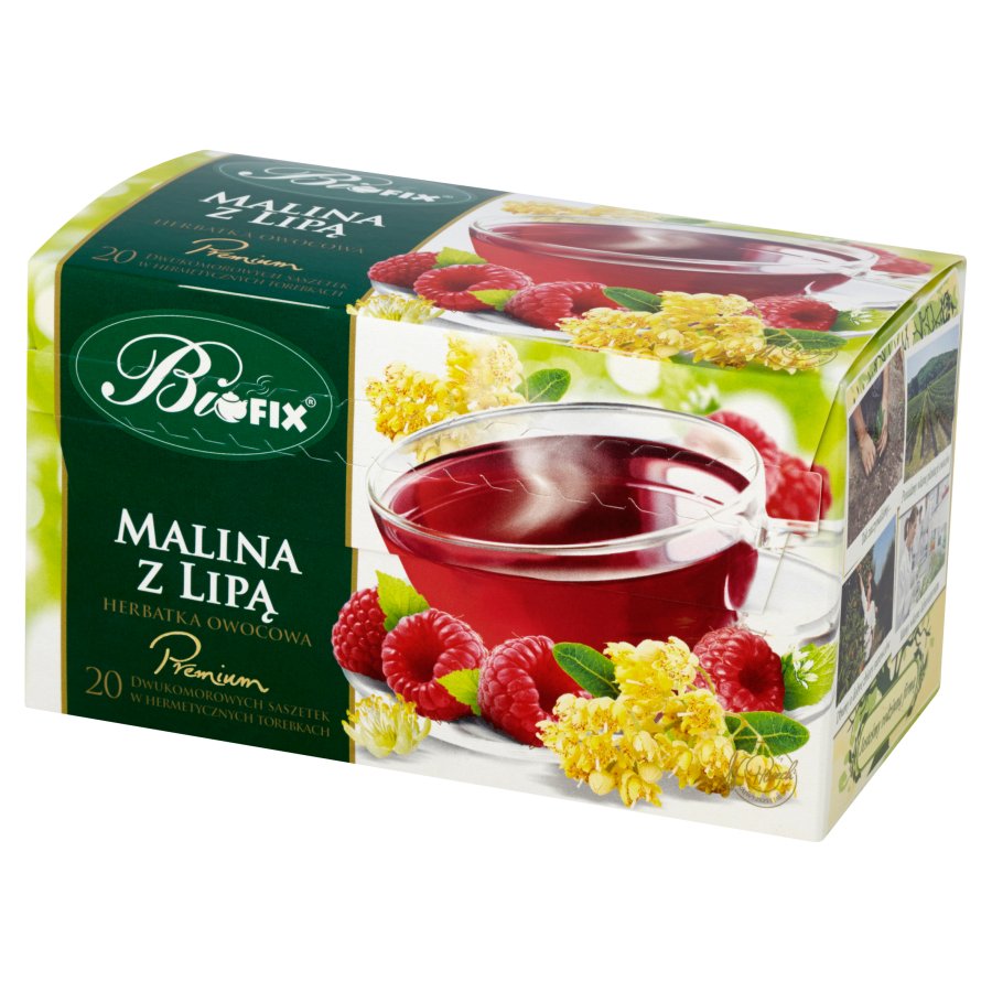 Herbata owocowa Bifix Premium, w kopertach, malina z lipą, 20 sztuk x 2g