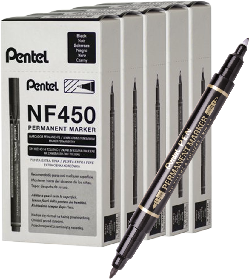 60x Marker do płyt CD i DVD Pentel N75W, dwustronny, okrągła, czarny