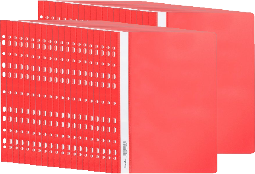 40x Skoroszyt plastikowy oczkowy Biurfol, miękki, A4, czerwony