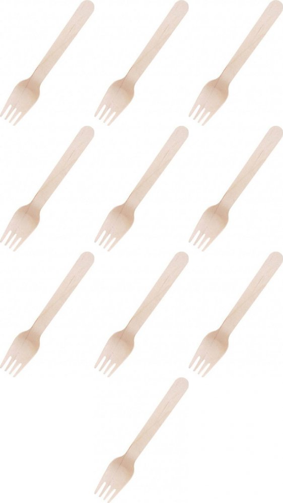 10x Widelce jednorazowe Packman, 16.5cm, drewno, 100 sztuk, brązowy
