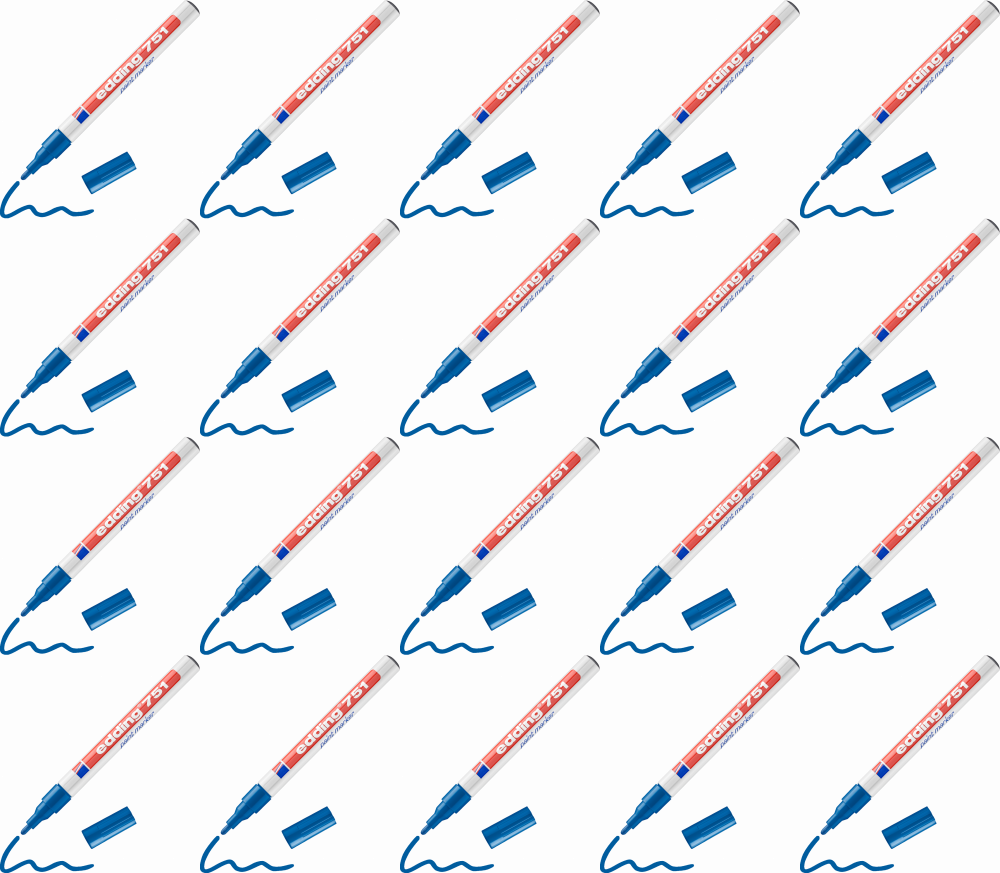 20x Marker olejowy edding 751, w aluminiowej obudowie, okrągła, 1-2mm, niebieski