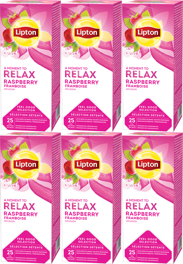 6x Herbata owocowa w kopertach Lipton Classic Relax, malina, 25 sztuk x 2.5g