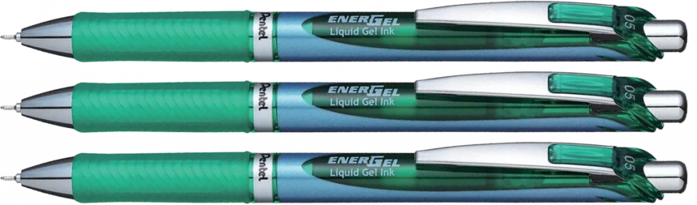 3x Pióro kulkowe automatyczne Pentel, EnerGel BLN-75, 0.5mm, zielony