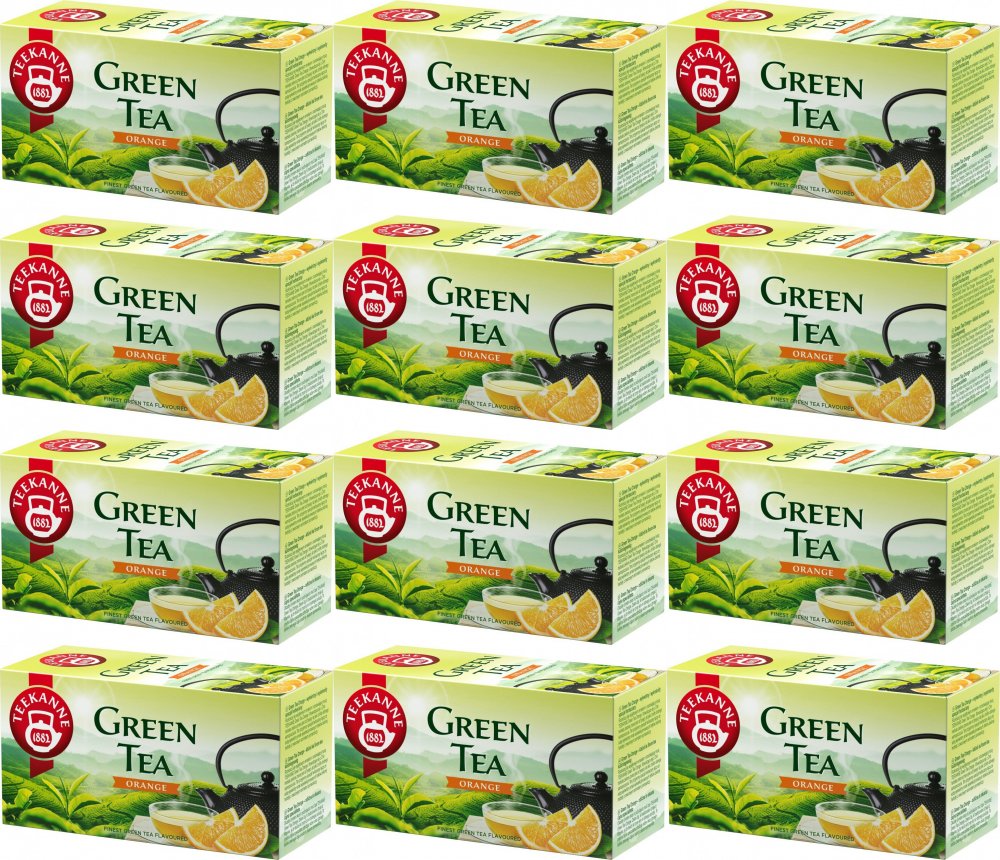 12x Herbata zielona smakowa w kopertach Teekanne Green Tea Orange, pomarańcza, 20 sztuk x 1.75g