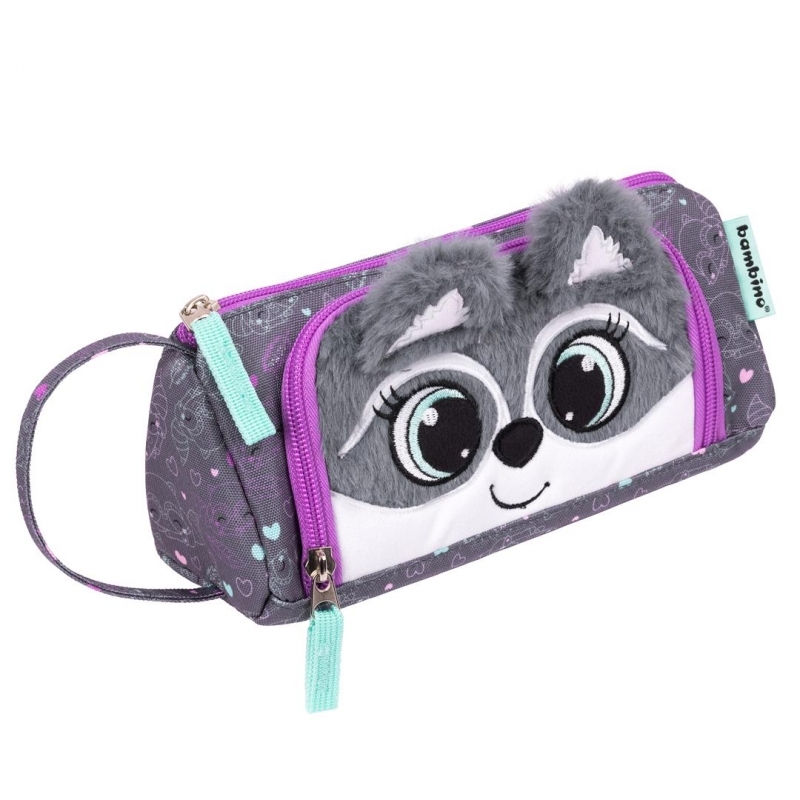 Piórnik szkolny Bambino Racoon, saszetka, trójkątny, 9x20.5x7cm