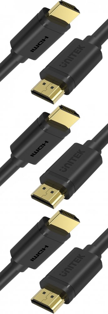 3x Kabel HDMI 2.0 Unitek Y-C137M, 1.5m, czarny