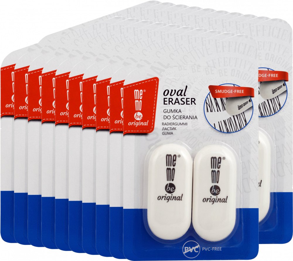 20x Gumka ołówkowa MemoBe Oval, 2 sztuki, biały