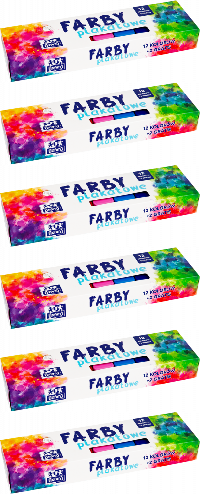 6x Farby plakatowe Oxford, 20ml, 12 sztuk + 2 gratis, mix kolorów