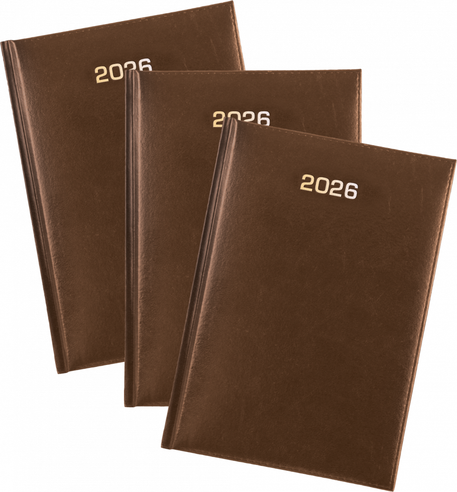 3x Kalendarz książkowy 2026, Udziałowiec, A5, tygodniowy, brązowy