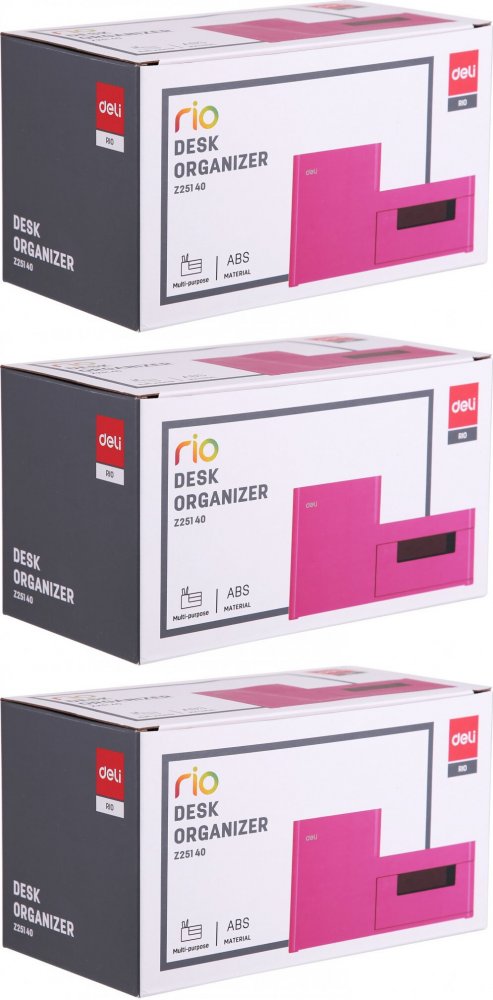 3x Organizer na biurko Deli Rio, 175x90x92mm, różowy