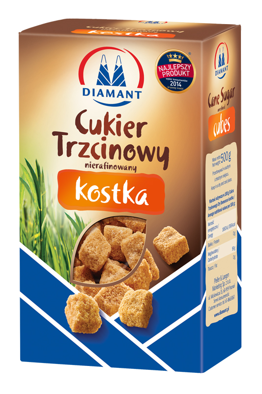 Cukier trzcinowy Diamant, w kostkach, 0.5kg