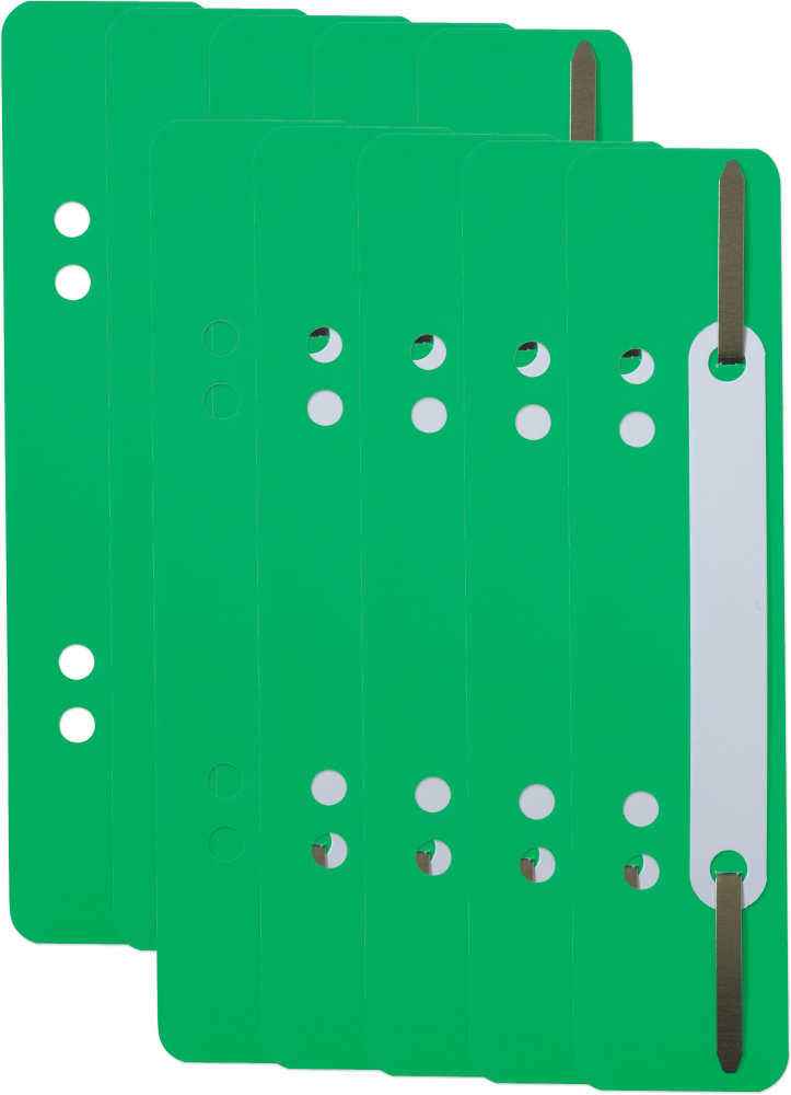 10x Wąsy skoroszytowe spinające dokumenty Durable, 25 sztuk, zielony
