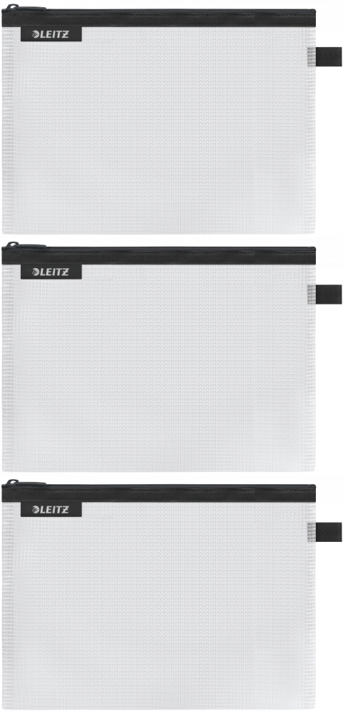 3x Koszulka/saszetka z suwakiem Leitz Wow, wodoodporna, rozmiar M, czarny