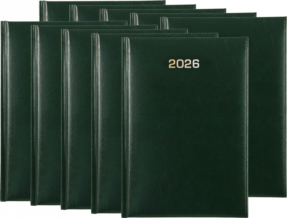 10x Kalendarz książkowy 2026, Udziałowiec, A5, tygodniowy, zielony