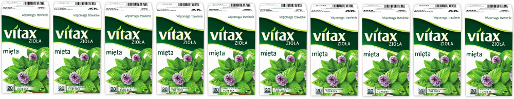 10x herbata ziołowa w torebkach Vitax Zioła, mięta, 20 sztuk x 1.5g