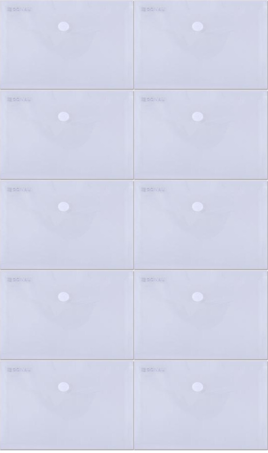 10x Teczka kopertowa Donau, A6, na zatrzask, przezroczysty