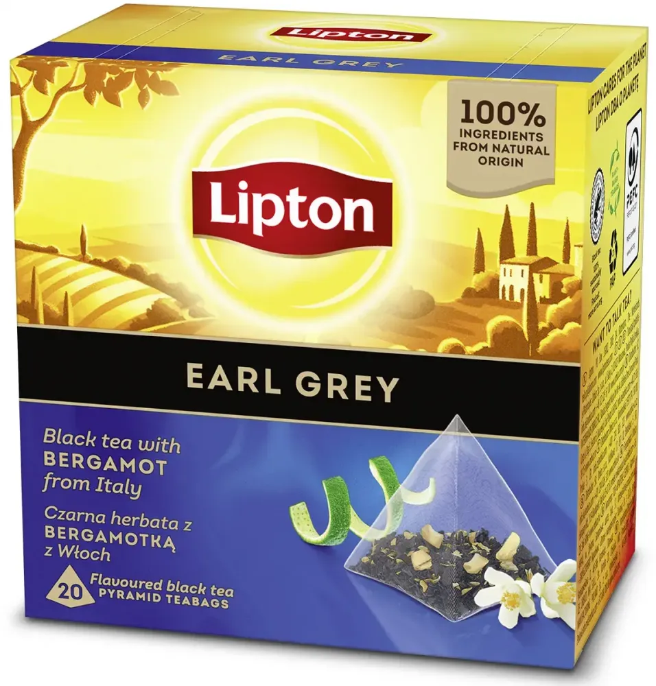 Herbata czarna w piramidkach Lipton Earl Grey, z bergamotką, 20 sztuk x 1.6g