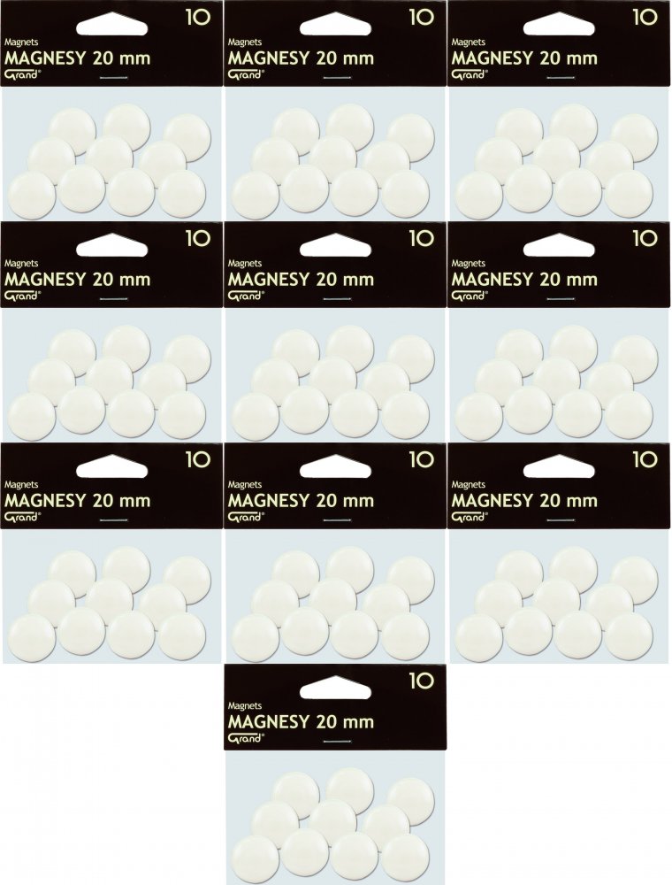 10x Magnesy Grand, 20mm, 10 sztuk, biały