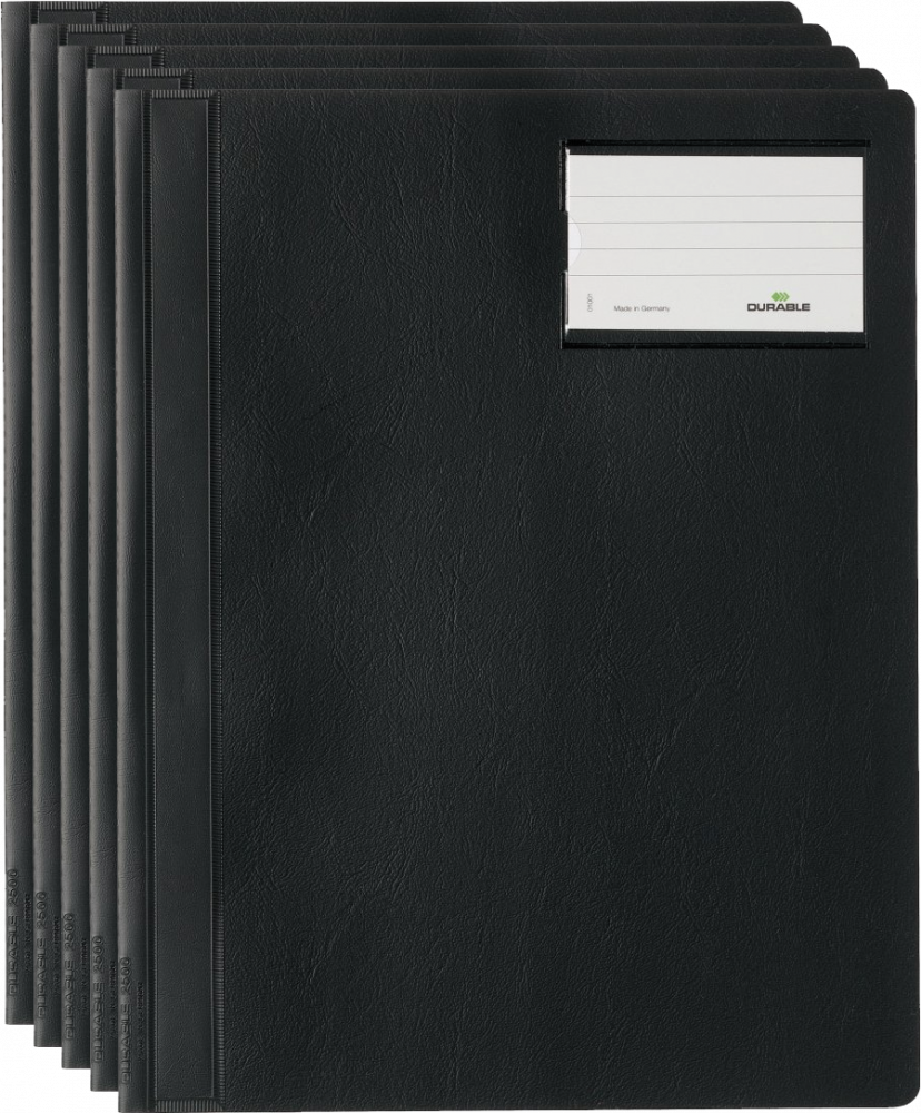 5x Skoroszyt plastikowy bez oczek Durable Opaque, A4, twardy, czarny
