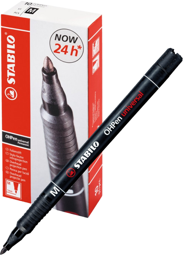 10x foliopis Stabilo, OHPen, okrągła, 1mm (M), czarny