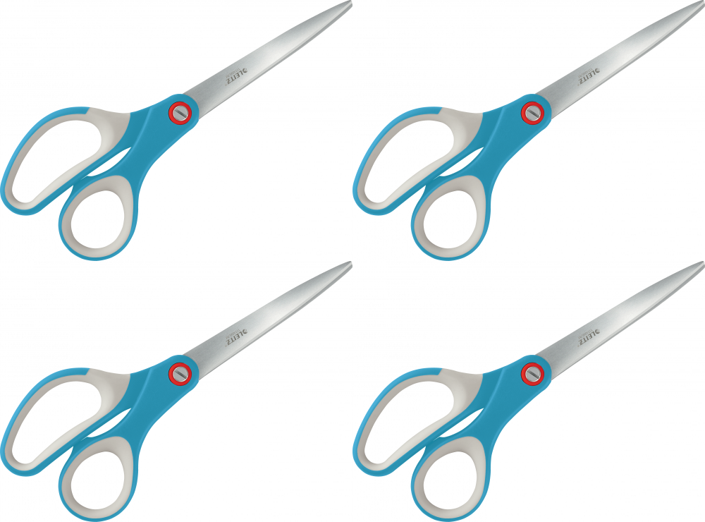 4x Nożyczki biurowe Leitz Cosy powlekane tytanem, 20.5cm, niebieski