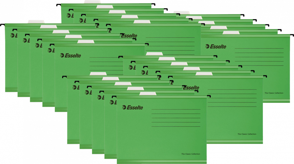 100x teczka zawieszana kartonowa Esselte Classic, A4, 345x240mm, 210g/m2, zielony