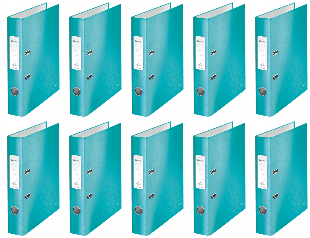 10x Segregator A4 Leitz Wow 180°, 50mm, do 350 kartek turkusowy