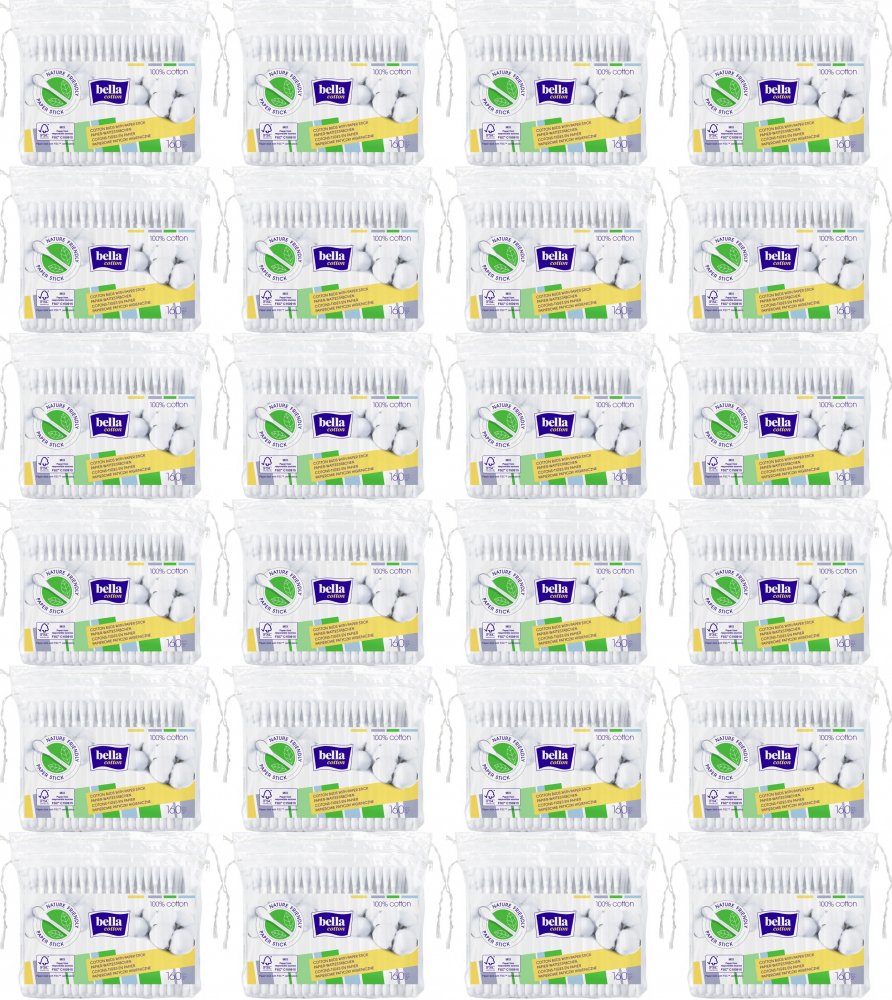 24x Patyczki do uszu Bella Cotton, w folii, 160 sztuk