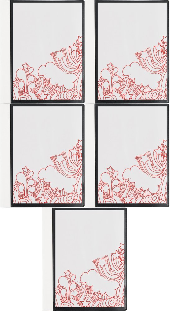 5x Album ofertowy Office Depot, z przezroczystą kieszenią na froncie, A4, 30 koszulek, czarny