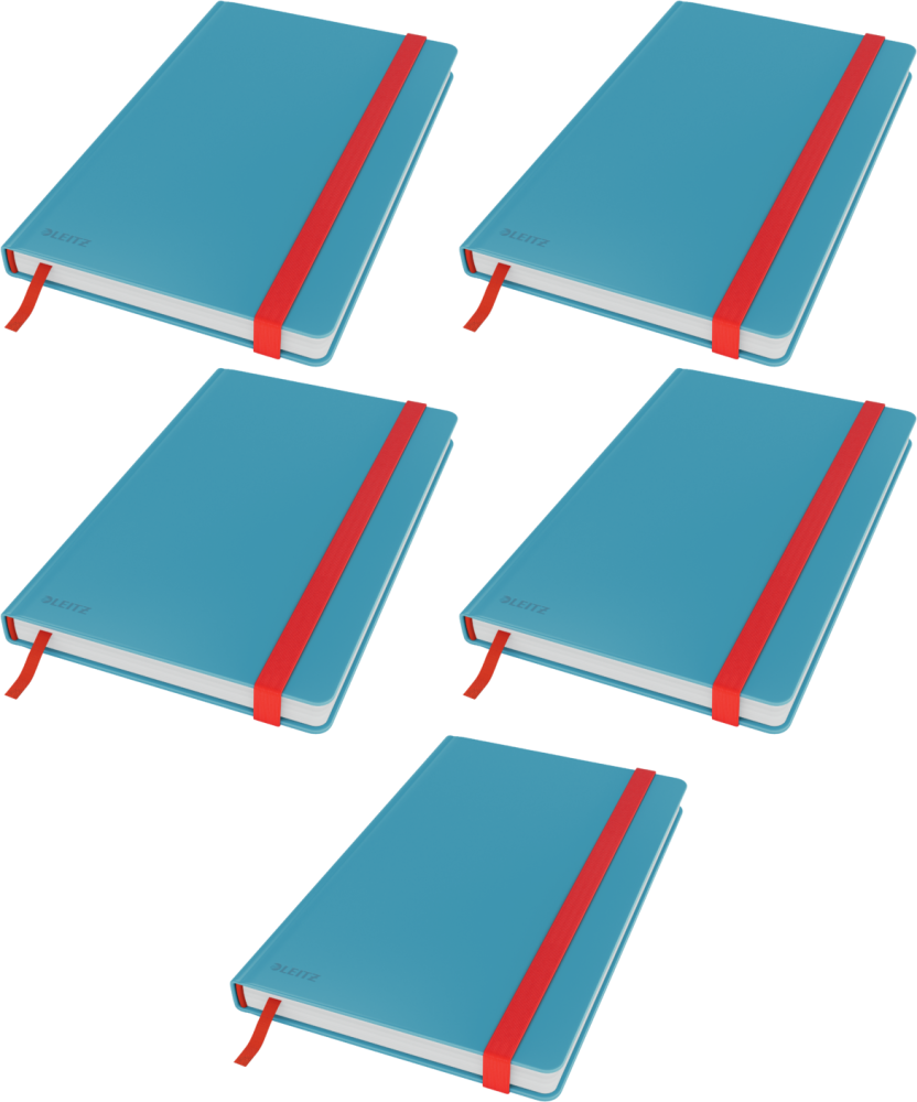 5x Notatnik w kratkę Leitz Cosy, A5, twarda oprawa, 80 kartek, niebieski