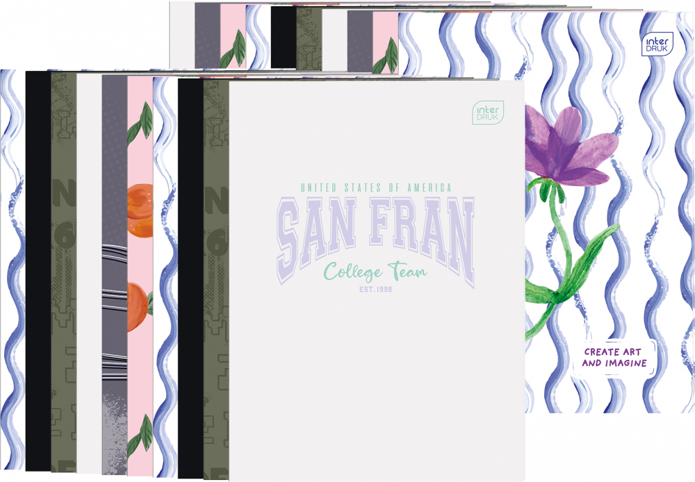 20x Zeszyt w linie Interdruk, A4, miękka oprawa, 60 kartek, mix wzorów